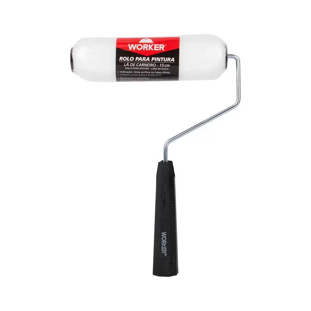 Rolo para pintura lã de carneiro 15CM com suporte Worker — fotografia 4