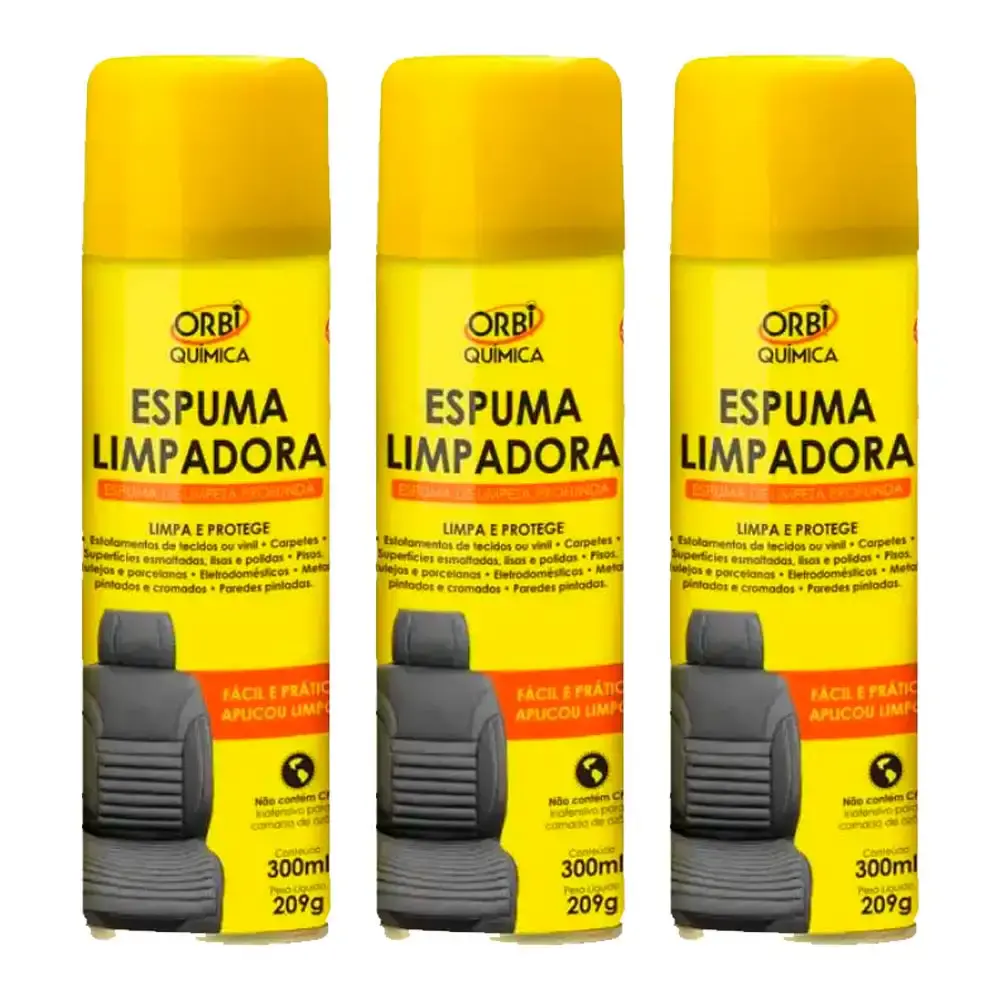 Kit 3 Unidades Espuma Limpadora de Limpeza Profunda p/ Estofados. Tênis. Carpetes. Azulejos. Metais