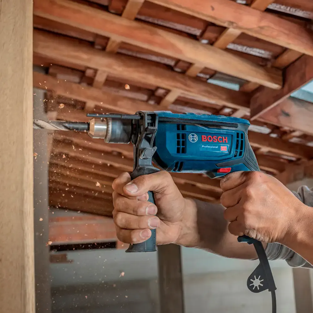 Furadeira impacto 1/2 pol 750W 12B8 com 5 brocas GSB 13RE Bosch 110 V — fotografia 5
