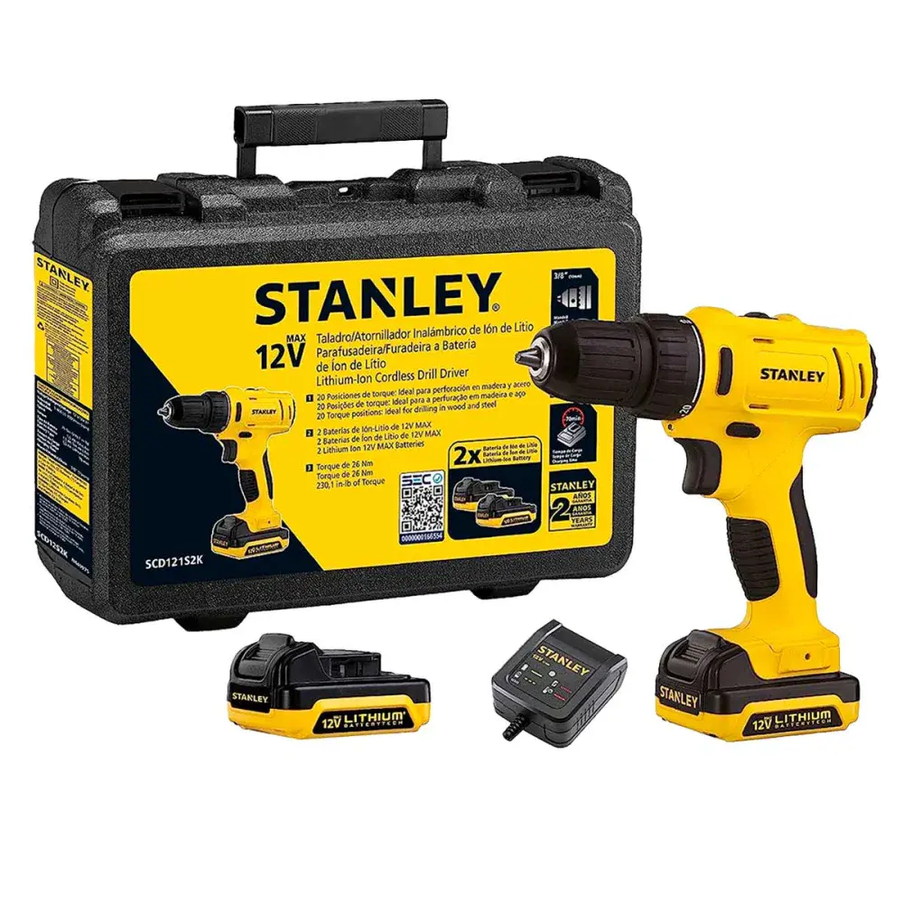 Parafusadeira furadeira a bateria 12V bivolt Stanley