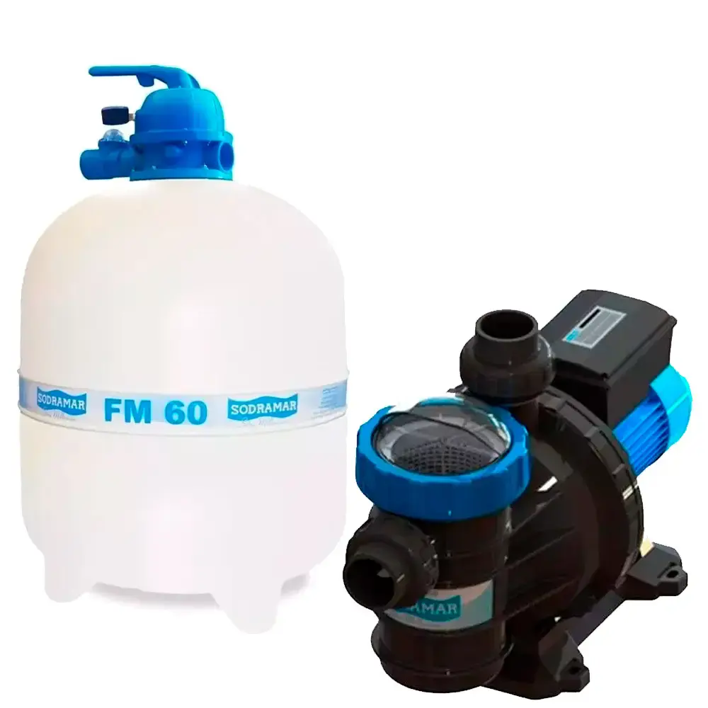 Filtro para piscina 1 CV FM-60 Filter com bomba 1 CV BMC-100 sodramar até 113 mil litros