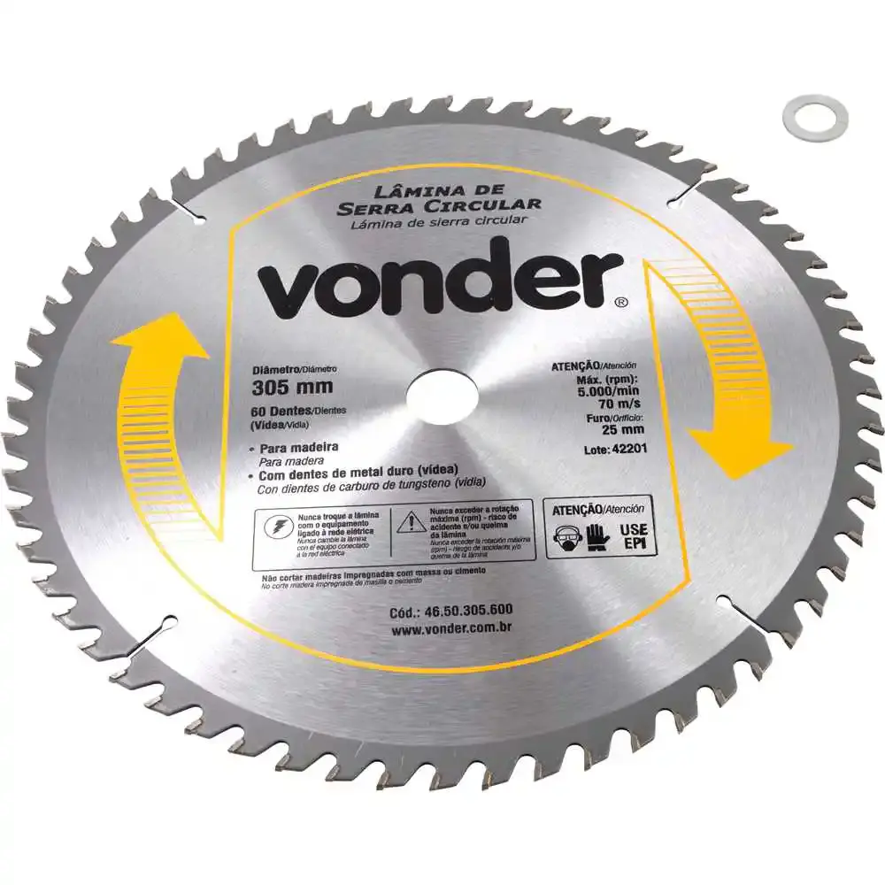 Lâmina de Serra Circular 305mm x 25,4mm 60 Dentes VONDER — fotografia 3