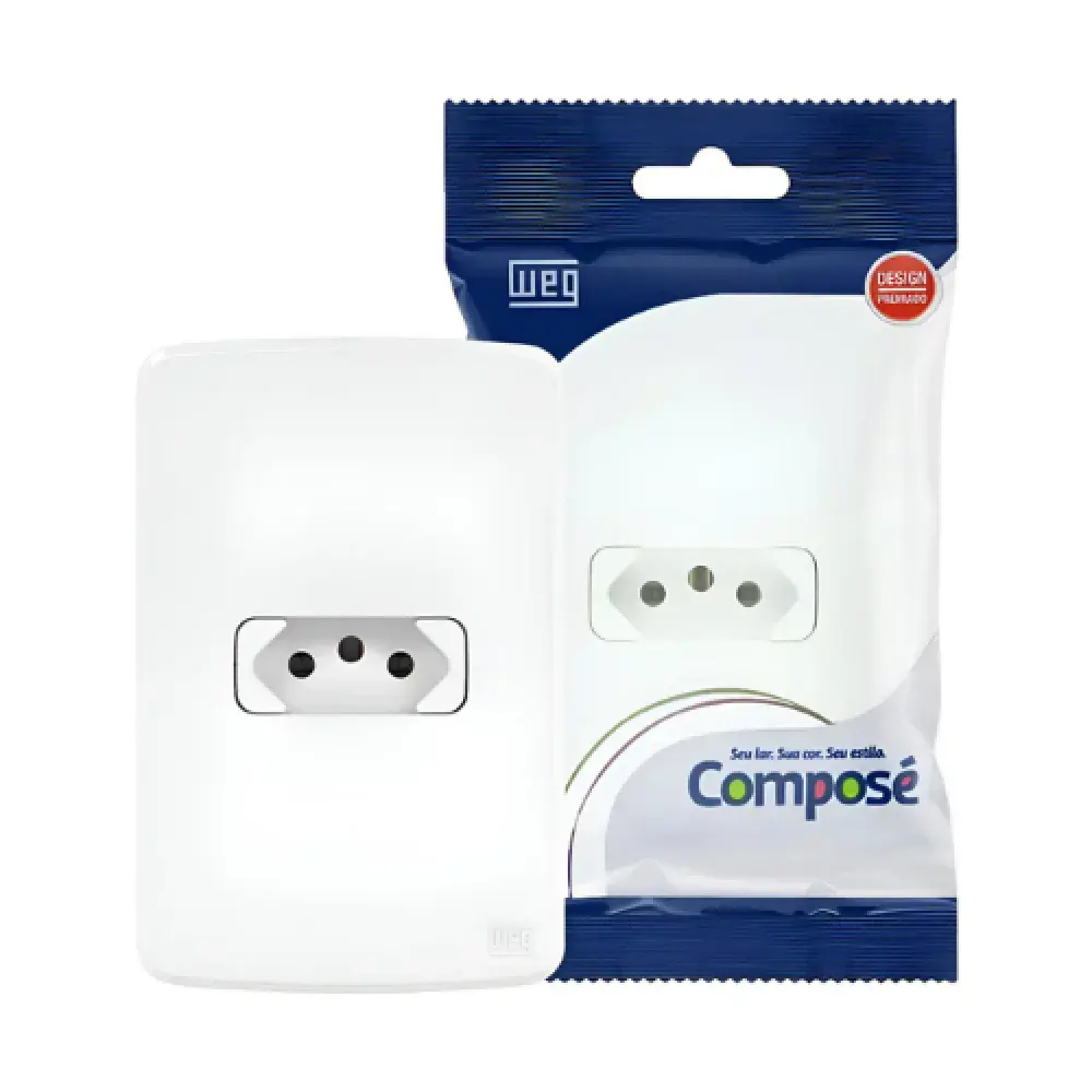 Conjunto tomada 2P+T composé 10A 4X2 branco WEG