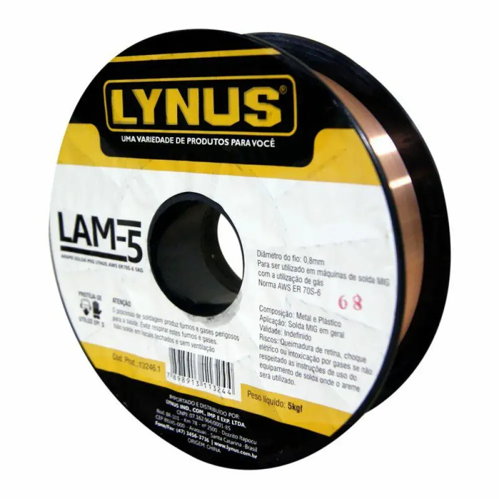 Arame de solda mig com gás aws LAM-5 5KG Lynus