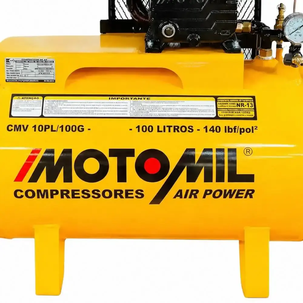 Compressor de ar 10 pés 100L 2 pistões CMV air power sem motor MotoMil — fotografia 4