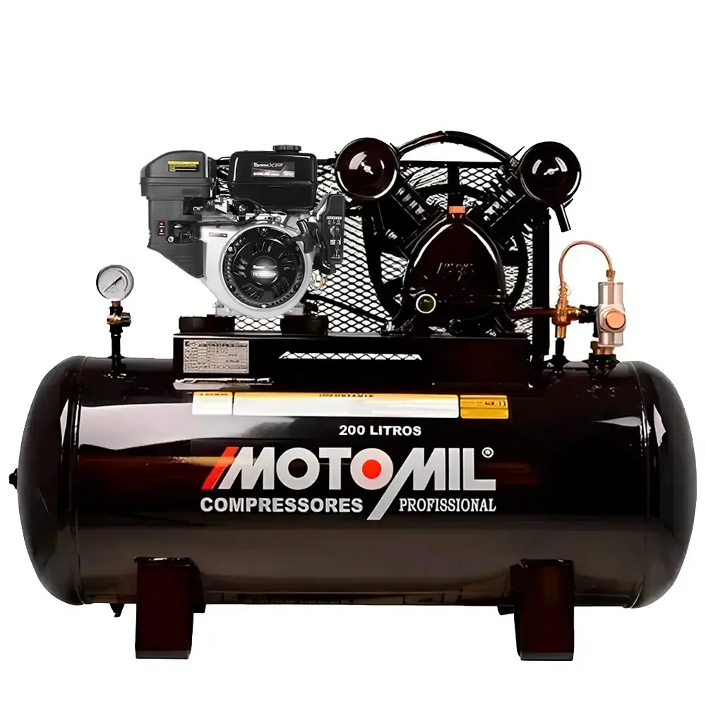 Compressor ar gasolina 20 pés 200 litros CMV MotoMil motor partida elétrica 10 HP toyama