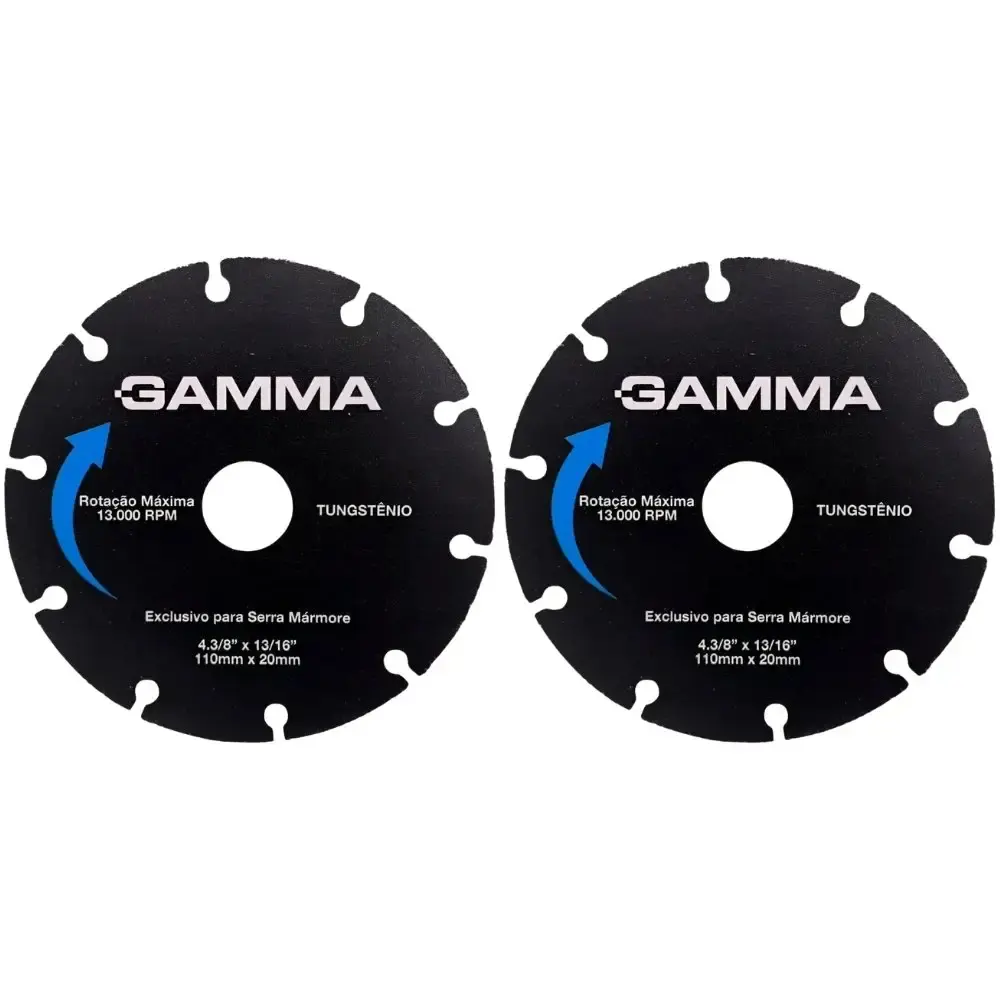 Disco de corte 110 MM em tungstênio para madeira com 2 unidades Gamma