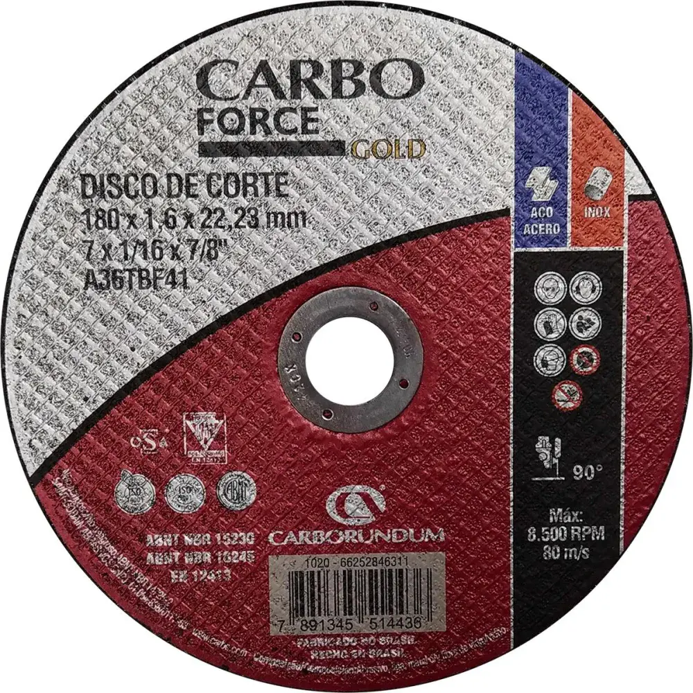 Disco de corte fino 180X1,6X22,23MM T41 force gold carbo Carborundum