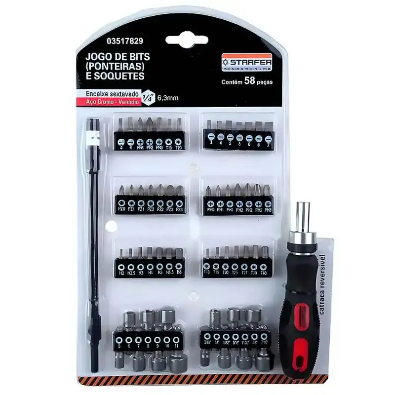 Kit de bits e soquetes com 58 peças 3517829 Starfer
