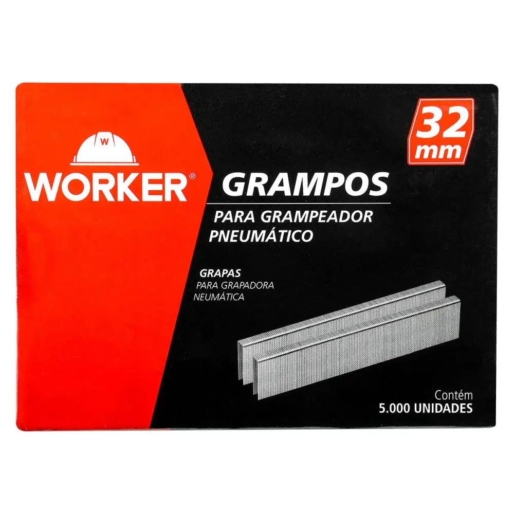 Grampo para grampeador pneumático 90 32MM 5000 peç Worker — fotografia 7