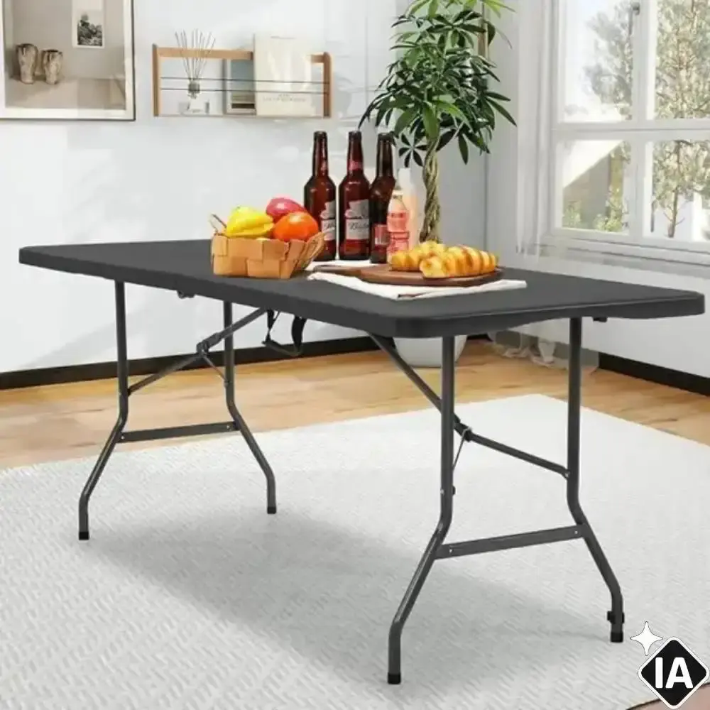 Mesa Dobrável Vira Maleta com Alça 180 × 70 CM Portátil até 150 KG ZELT Branco — fotografia 3