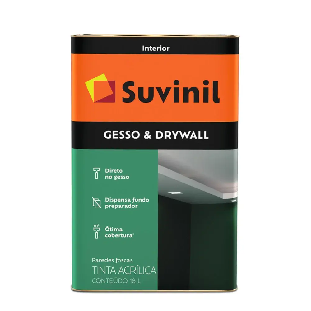 Tinta fixadora para gessodrywall fosco branca 18L Suvinil