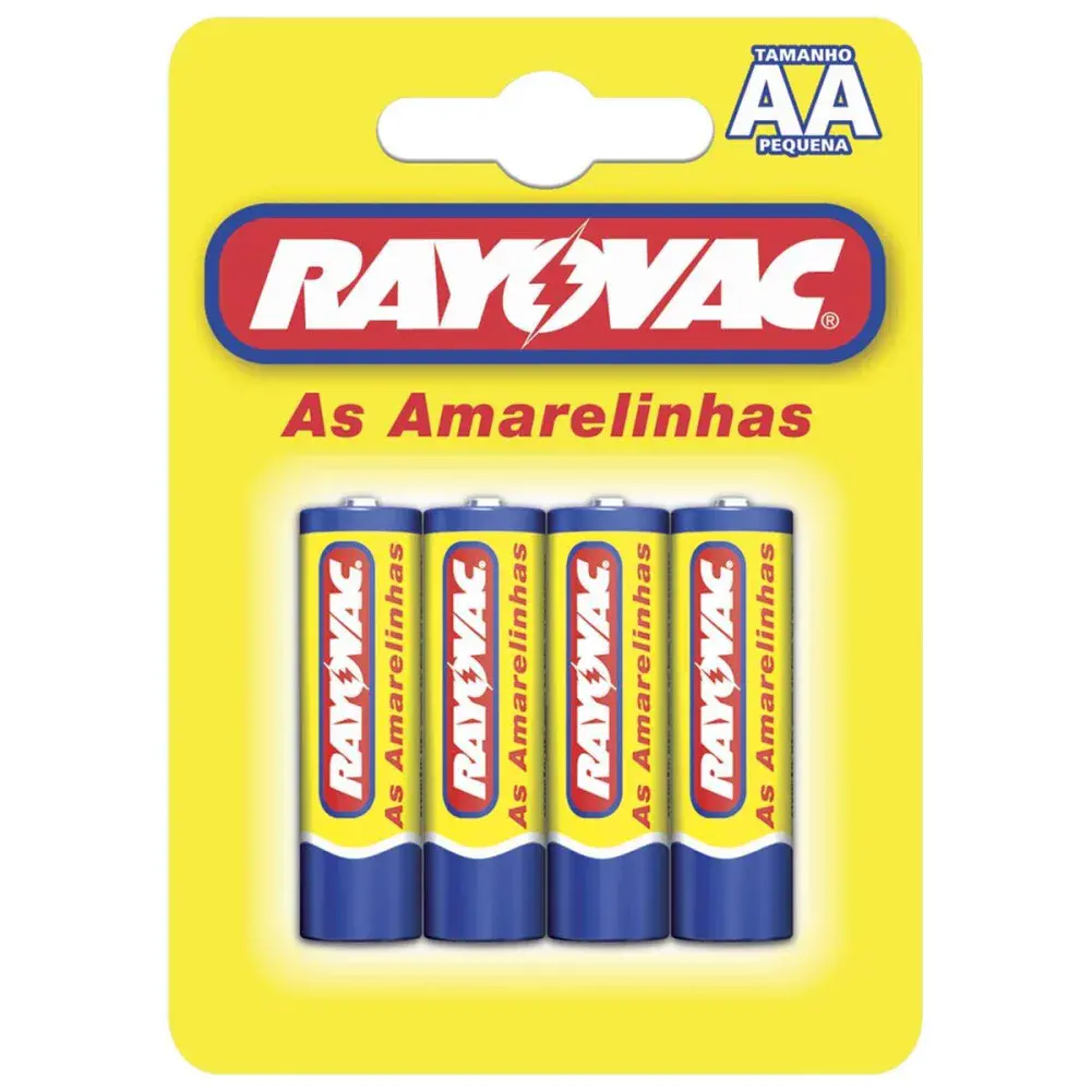Pilha amarelinha aa pequena encartelado 04 pçs Rayovac