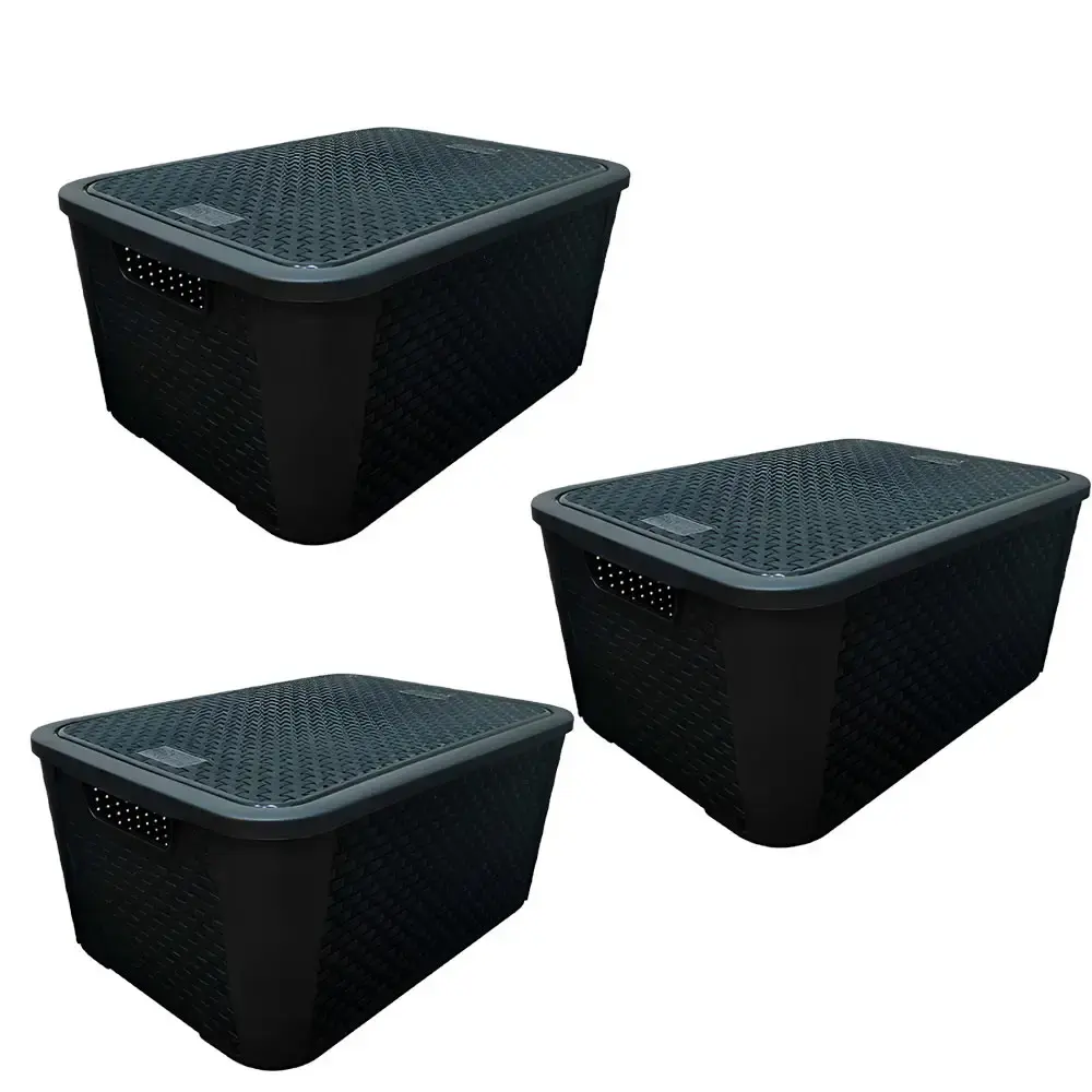 Caixa organizadora rattan 42 litros 3 unidades 2071 Plasnew