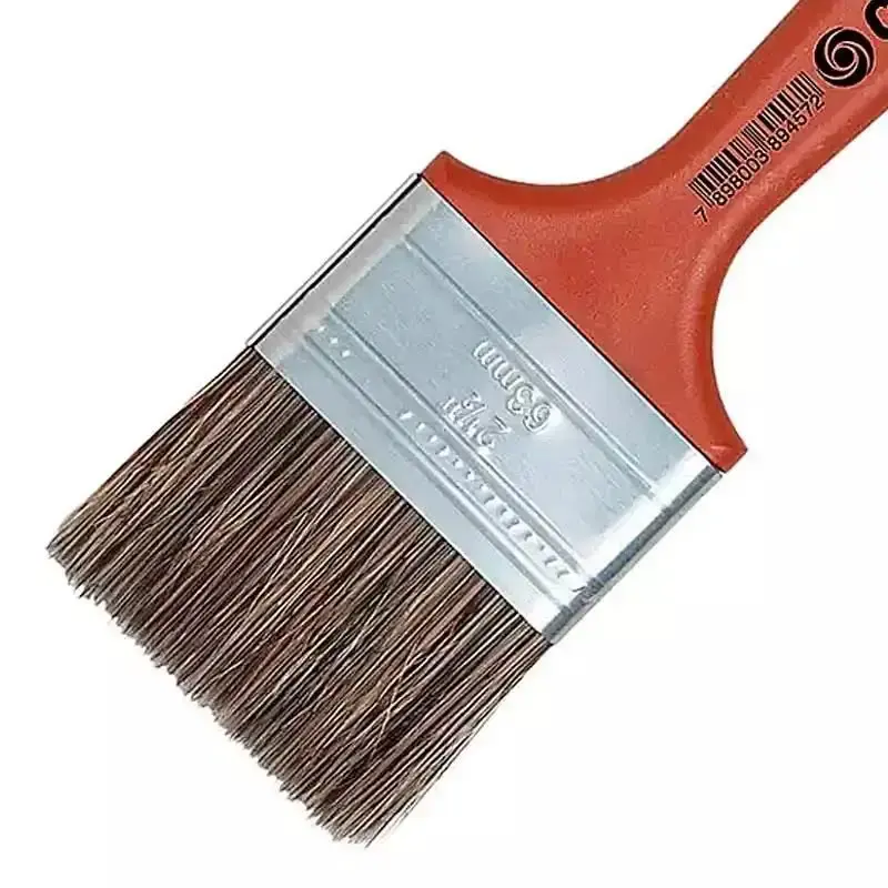Pincel trincha 2.1/2 pol laranja cerdas gris kit 5 unidades Castor — fotografia 2