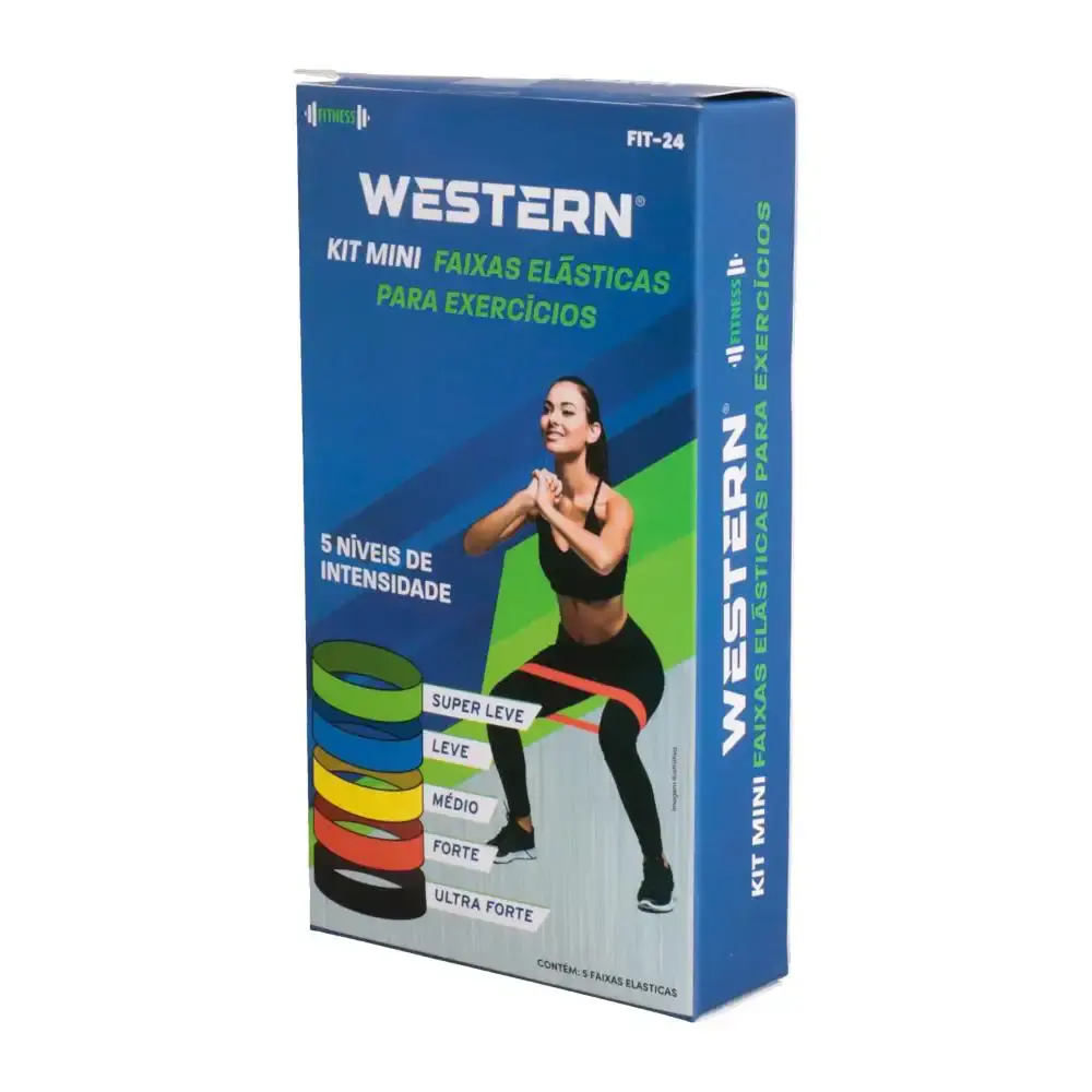 Kit 5 faixas elásticas para treino 5 cores e tensões FIT-24 Western — fotografia 3