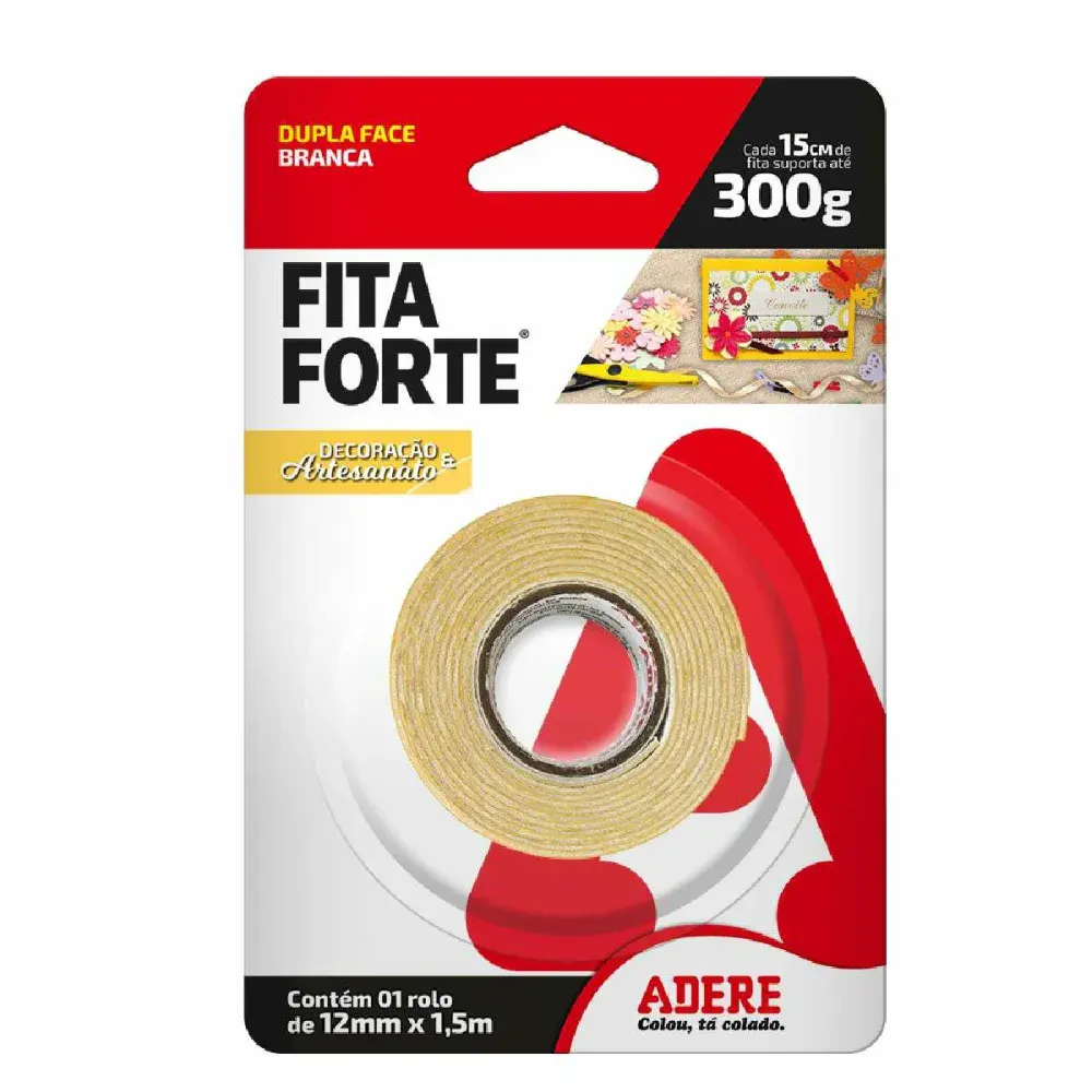 Fita dupla face espuma 12MMX1,5M Adere