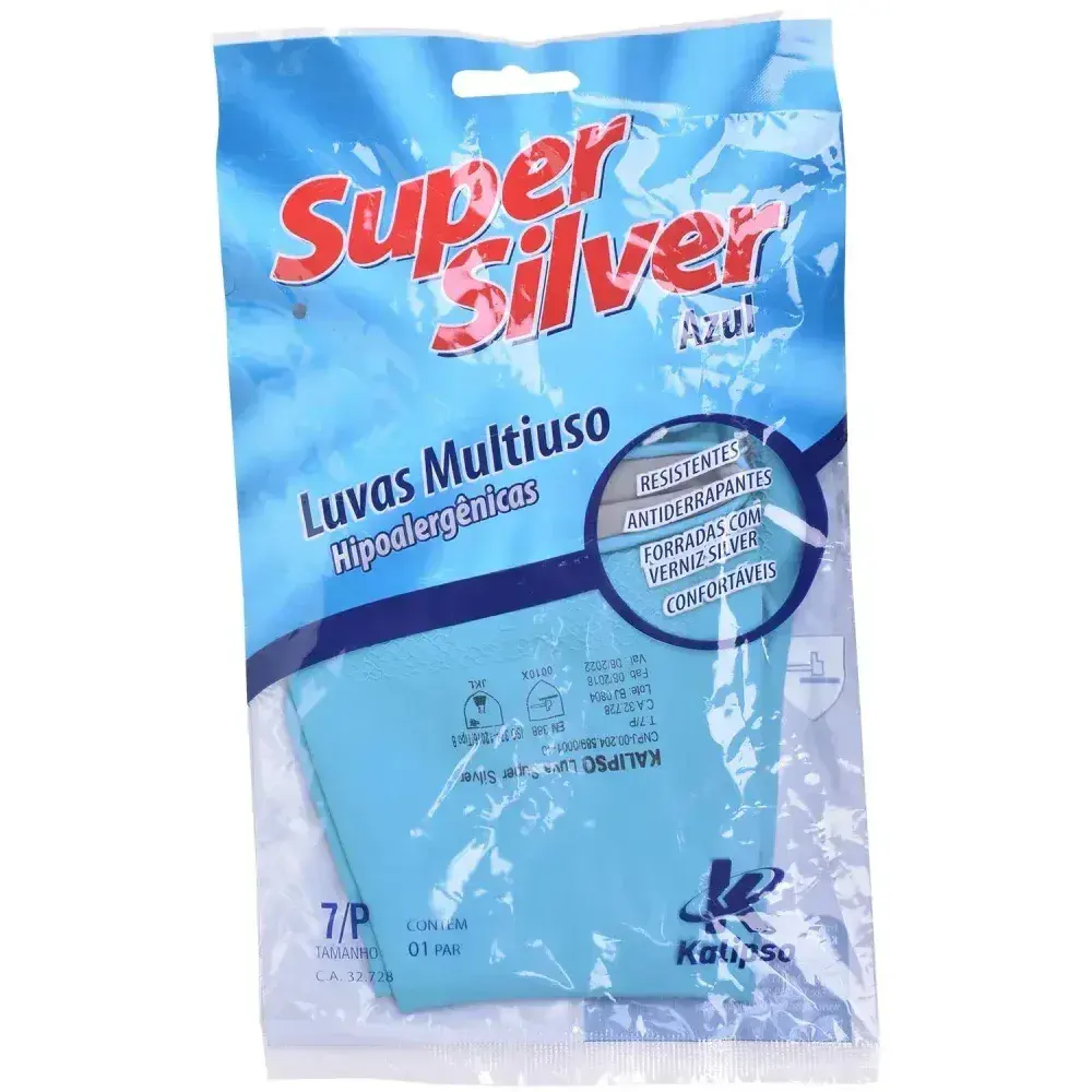 Luva latex azul com forro super silver Kalipso — fotografia 8