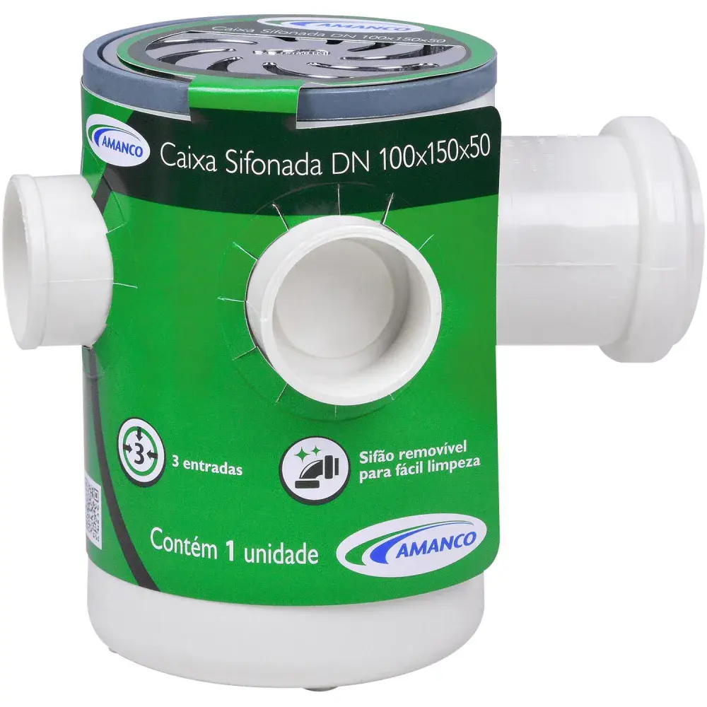 Caixa sifonada redonda 100X150X50 cromada Amanco