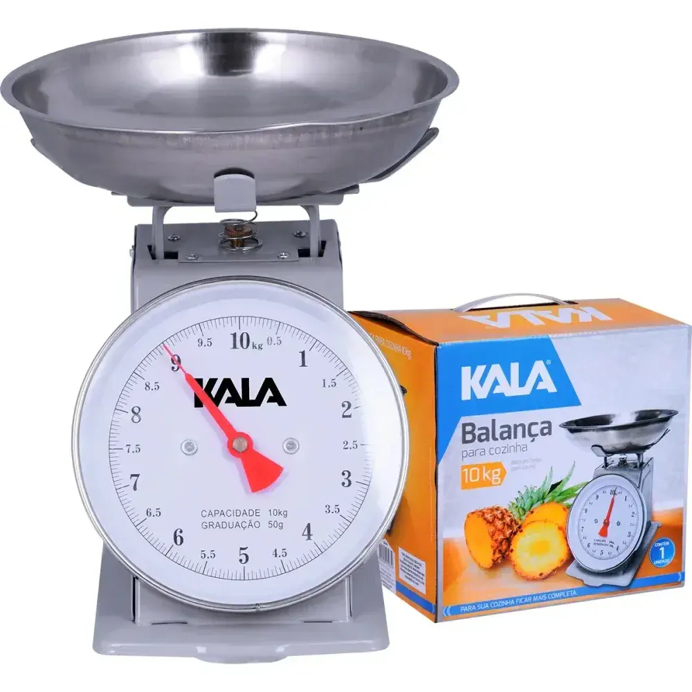 Balança para cozinha mecânica cromada 10KG Kala — fotografia 6