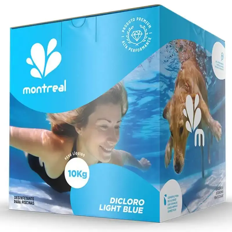 Cloro granulado para piscinas e hidrotanques light blue 10 KG + algicida manutenção 1L Montreal — fotografia 2