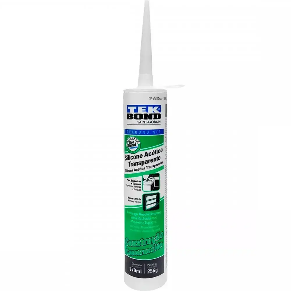Silicone acético transparente 270ML 256G Tekbond — fotografia 4