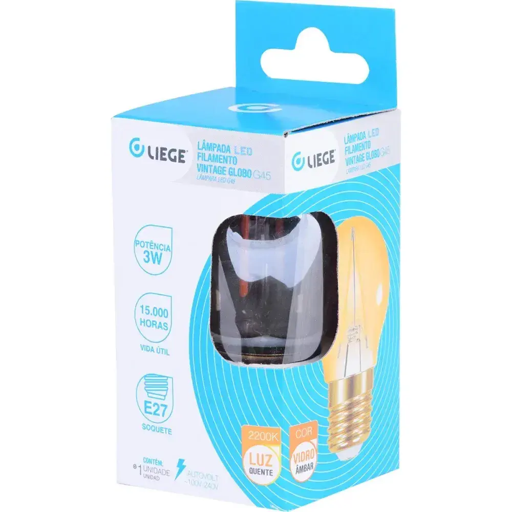 Lâmpada led filamento vintage globo G45 bivolt Liege — fotografia 10