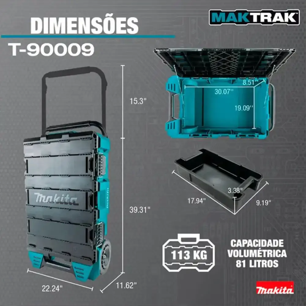 Caixa de ferramentas com rodas maktrak T-90009 Makita — fotografia 6