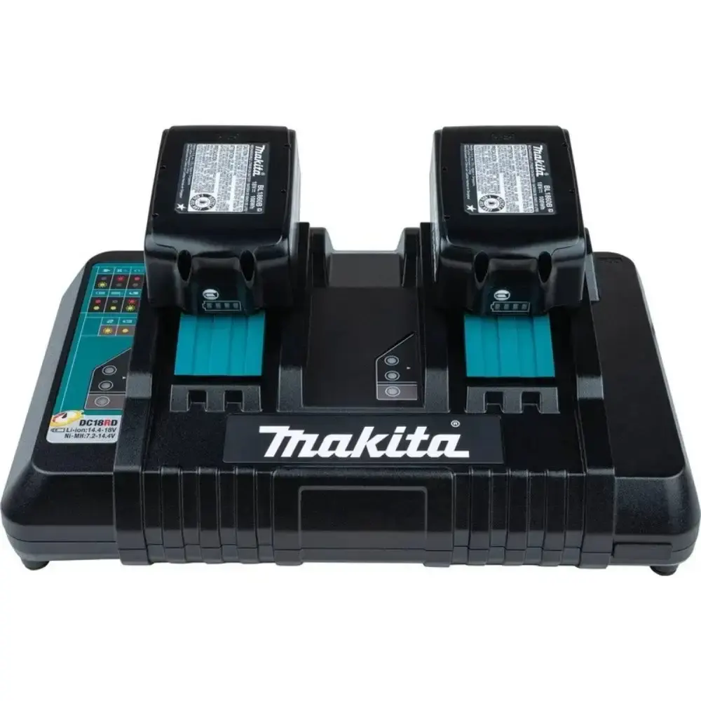 Carregador duplo 220V DC18RD com 2 baterias 18V 5,0AH BL1850B Makita — fotografia 4