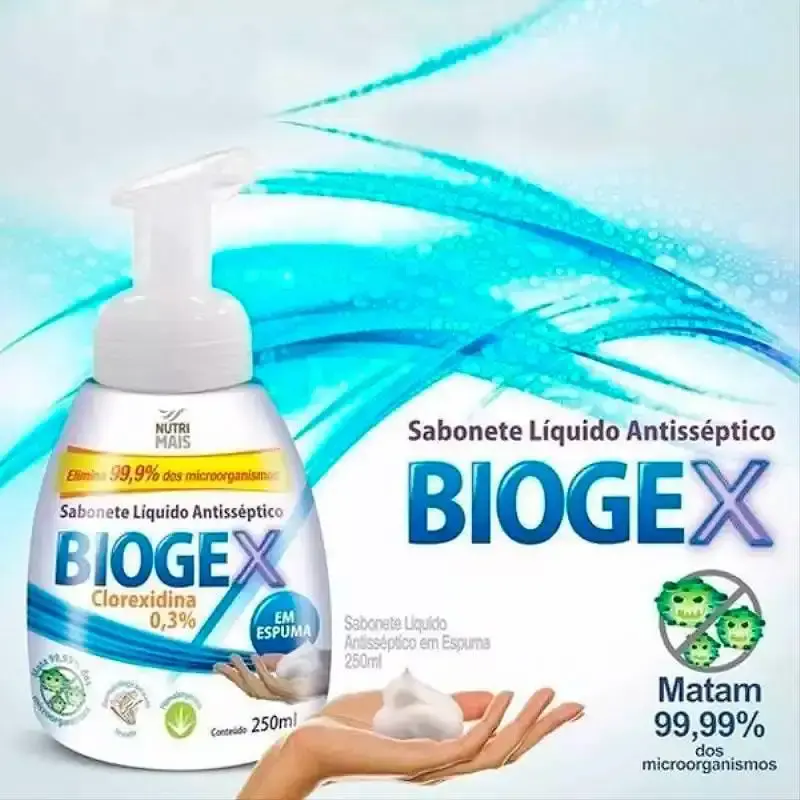 Sabonete líquido antisséptico espuma biogex clorexidina Nutriex — fotografia 4