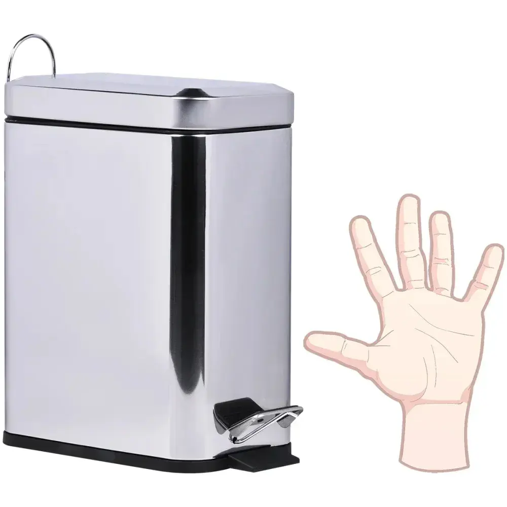 Lixeira retangular slim aço inox 5L Kala — fotografia 10