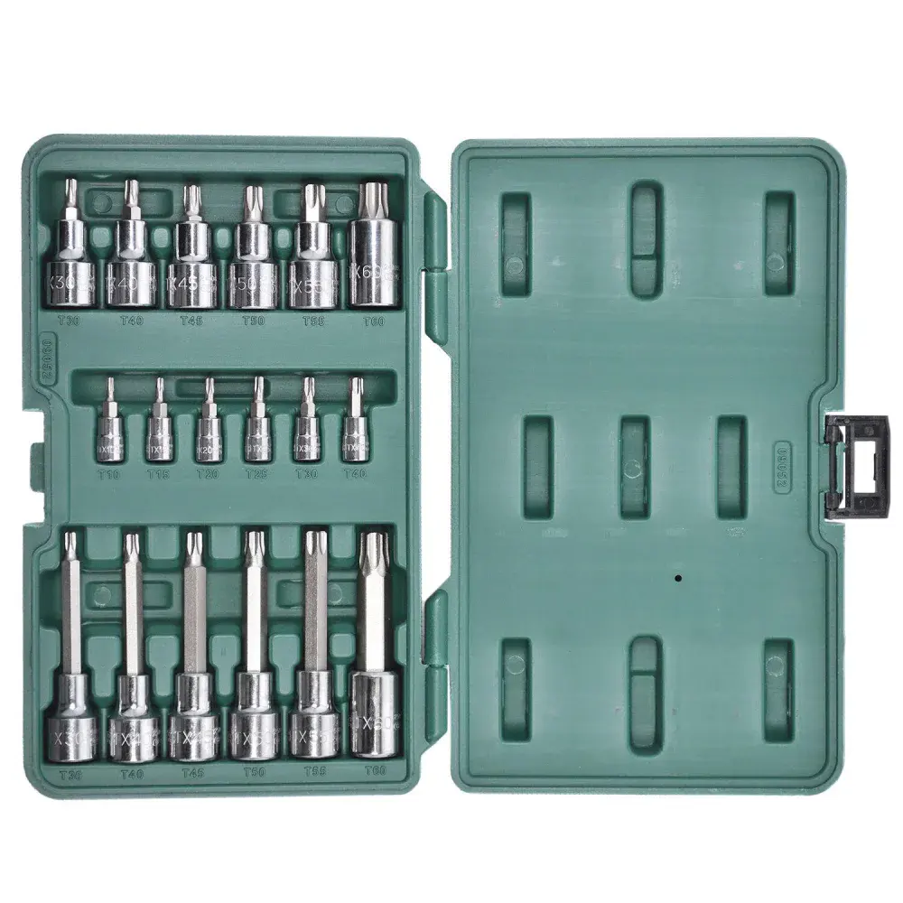 Jogo de soquetes com bits torx 18 peç 1/4 1/2” Sata