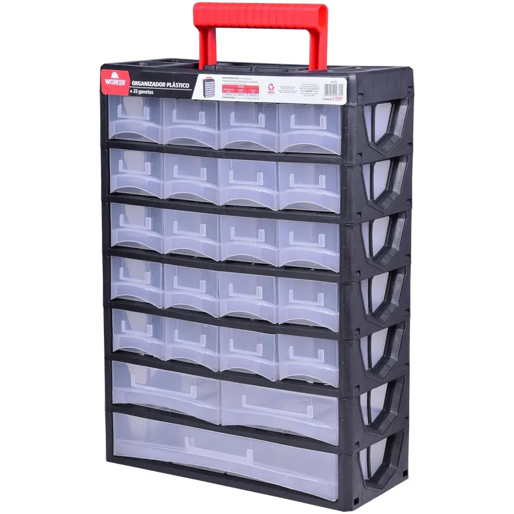 Organizador plástico 23 gavetas 31,5X14X44,5CM Worker — fotografia 4
