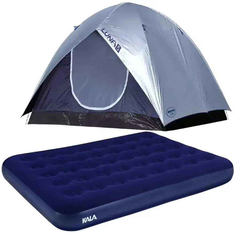 Barraca para camping luna 5 pessoas com colchão inflável casal kala Mor — fotografia de referência