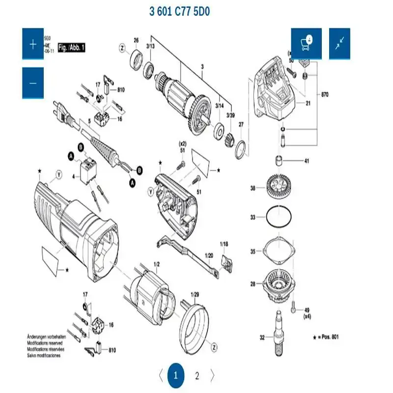 Caixa de engrenagem para esmerilhadeira GWS 850 16058065NX Bosch — fotografia 4