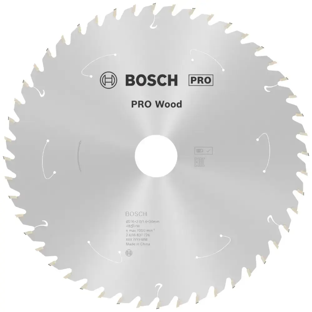 Disco de serra circular PRO wood cordless 216X30 48 dentes Bosch — fotografia de referência