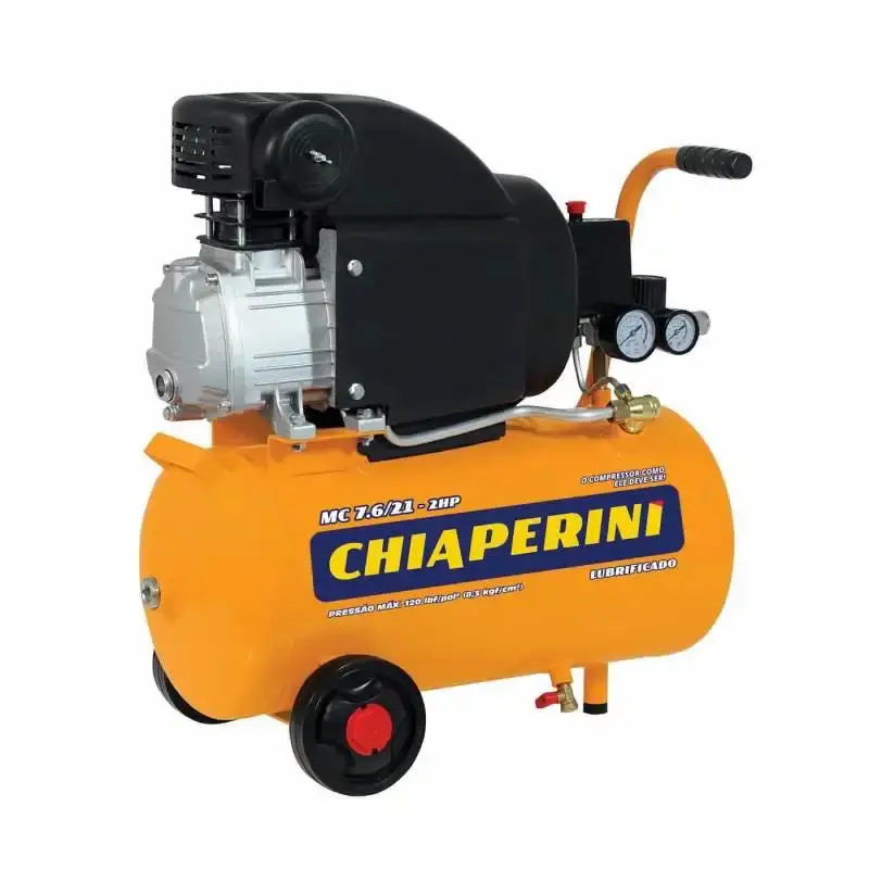 Compressor motocompressor de ar 2 HP 21 litros 7,6 PÉS MC 7.6/21 Chiaperini + kit de acessórios 110 V — fotografia 2