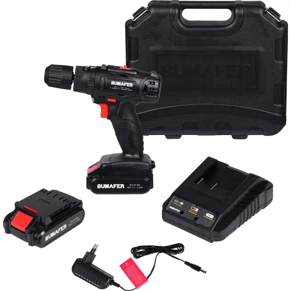 Parafusadeira de impacto a bateria 30NM 18V 18 peç Bumafer — fotografia 7