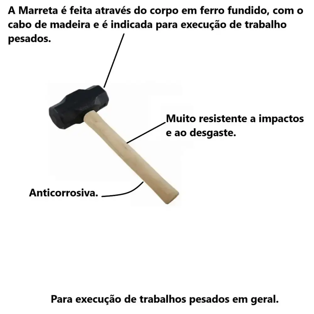 Marreta oitavada com cabo 0,5KG Tenace — fotografia 5