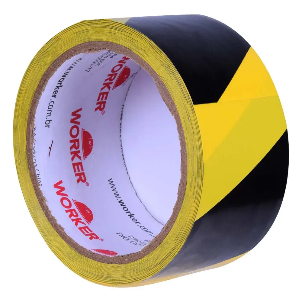 Fita adesiva para demarcação amarelo/preto 48MM 15M Worker — fotografia 4