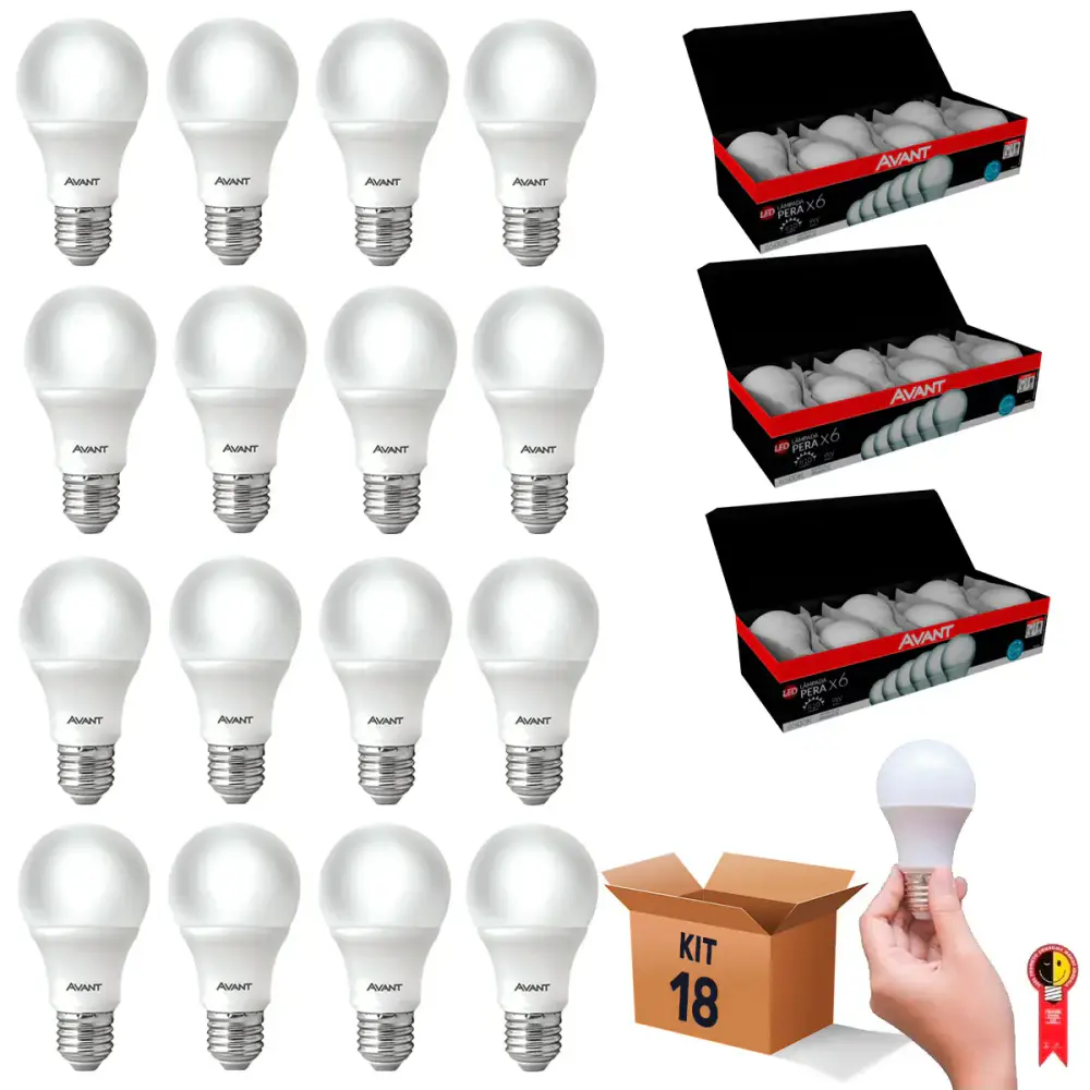 Kit 18 lâmpadas led 9W 6500K casa comércio Avant