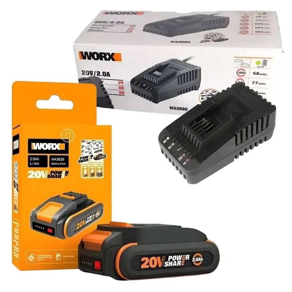Esmerilhadeira angular 125MM com bateria 20V 2,0AH e carregador bivolt worx Positec — fotografia 6