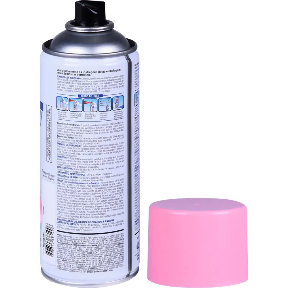 Tinta spray uso geral rosa 350ML Tekbond — fotografia 4