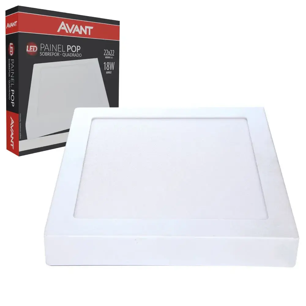Kit 10 unidades plafon POP sobrepor quadrado 18W 6500K Avant — fotografia 2