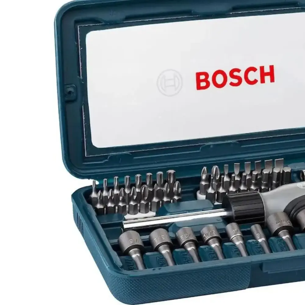 Estojo de bits e soquetes com chave 46 peças Bosch — fotografia 5