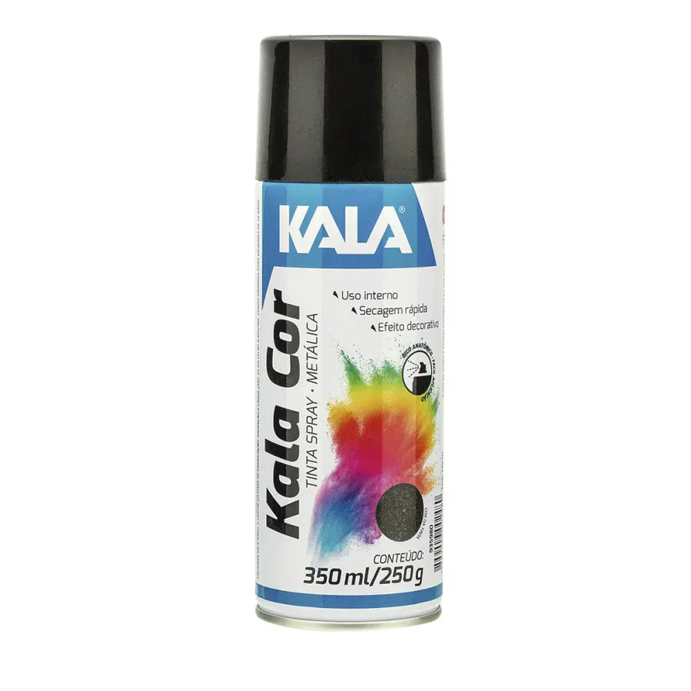 Tinta spray metálica para uso geral preto 350ML Kala — fotografia de referência