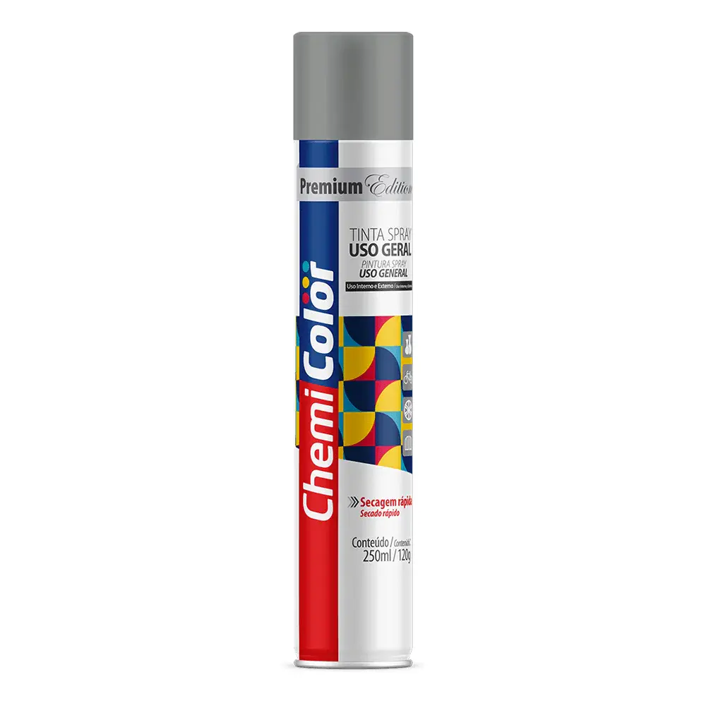 Tinta spray uso geral 250ML/120G fundo cinza Chemicolor — fotografia 2