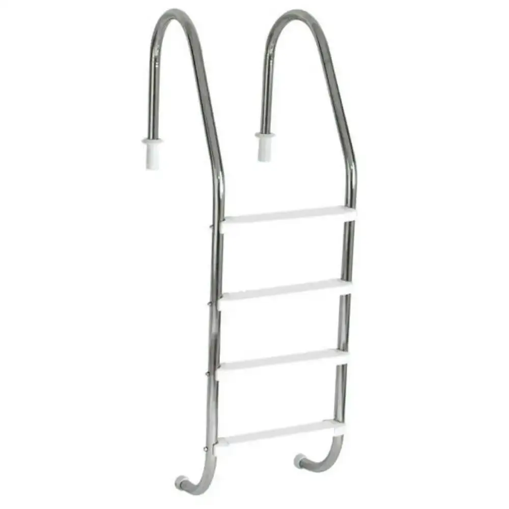 Escada para piscina 2 POL em aço inox 4 degraus anatômicos em abs Sodramar — fotografia de referência