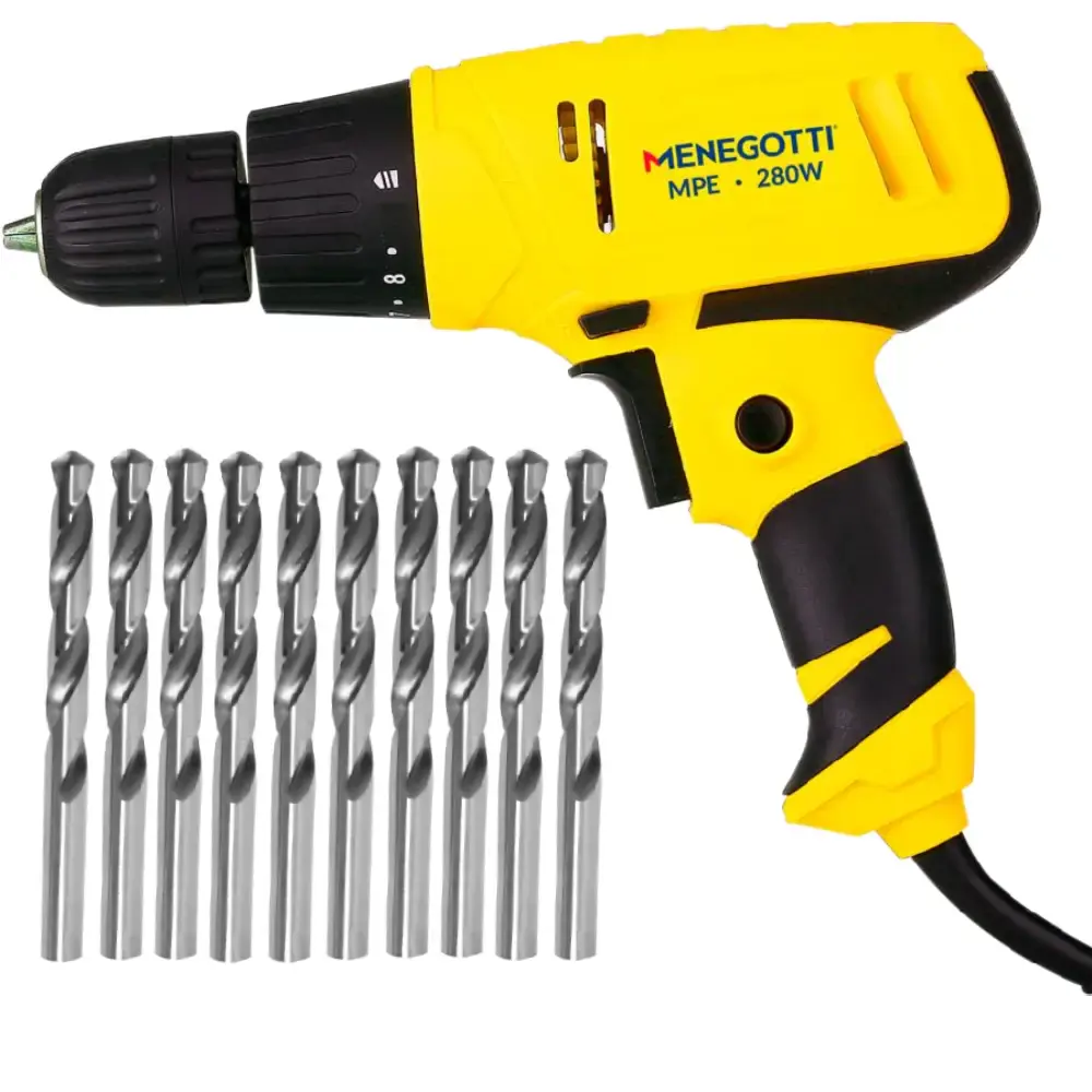 Parafusadeira elétrica 280W com 10 brocas 3MM Menegotti
