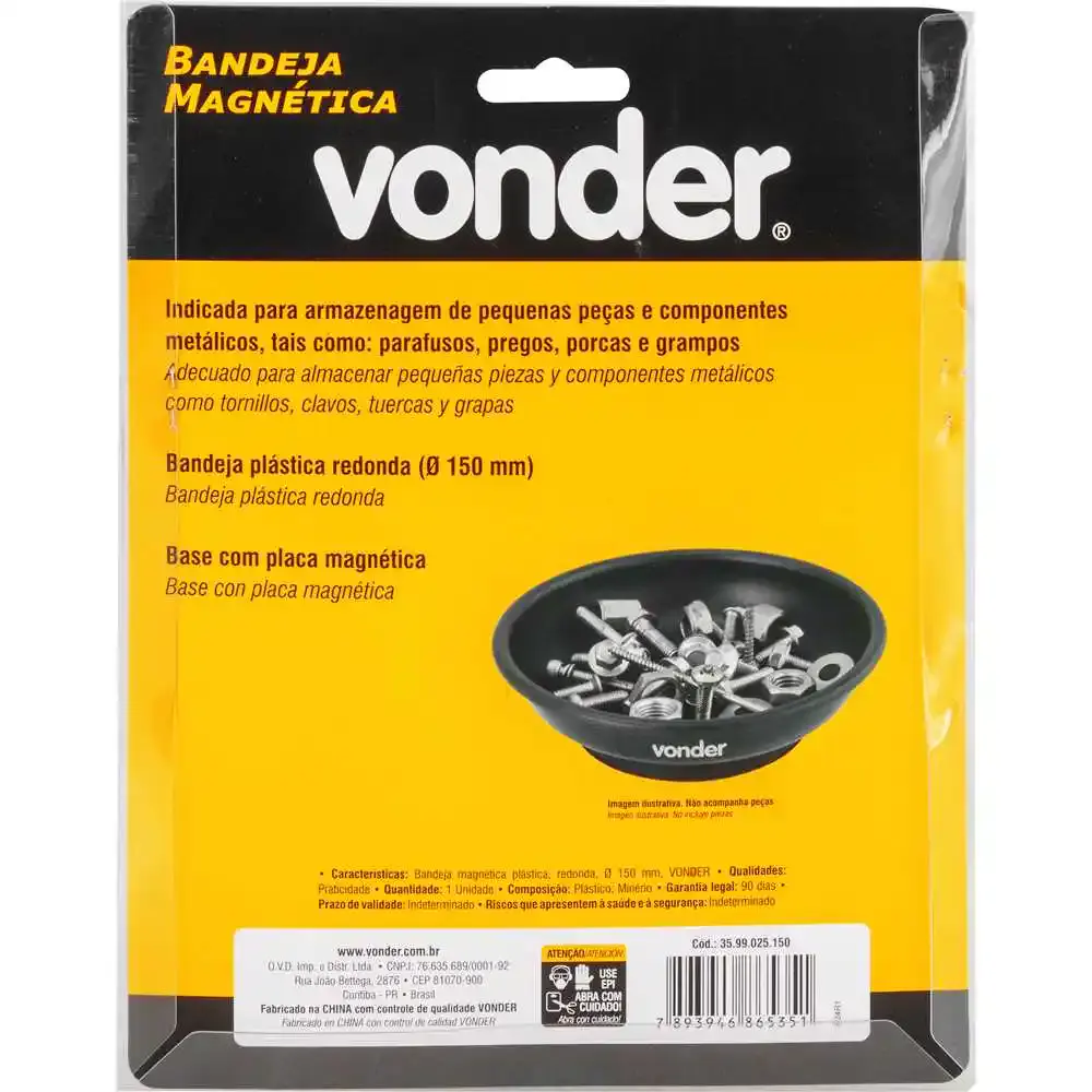 Bandeja Magnética Redonda Plástica 150 mm VONDER — fotografia 3